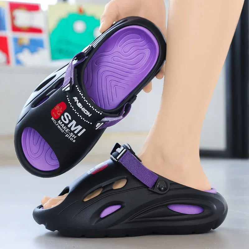 Men's Casual Summer Sandals Driving Beach Shoes Indoor Outdoor Two-Way Wear Sporty EVA Material Comfortable Flat Footwear