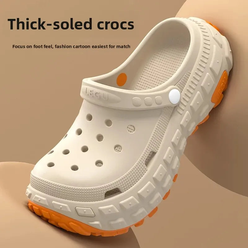 Men's Sporty Thick Bottom Anti-Slip Outdoor Beach Shoes Summer Deodorant Breathable Clog Sandals Women's Open-Toe Slip-On Shoes