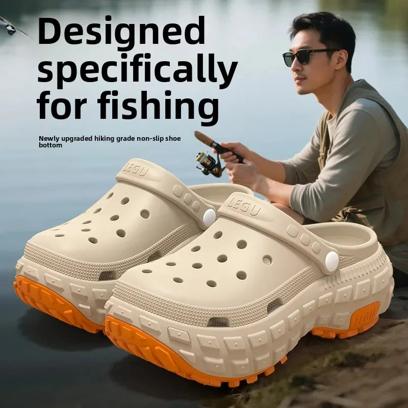 Men's Sporty Thick Bottom Anti-Slip Outdoor Beach Shoes Summer Deodorant Breathable Clog Sandals Women's Open-Toe Slip-On Shoes